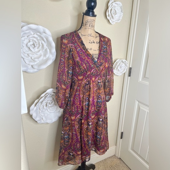 Jessica Simpson Brown & Purple Floral Size 6 High Low Dress - Picture 6 of 13
